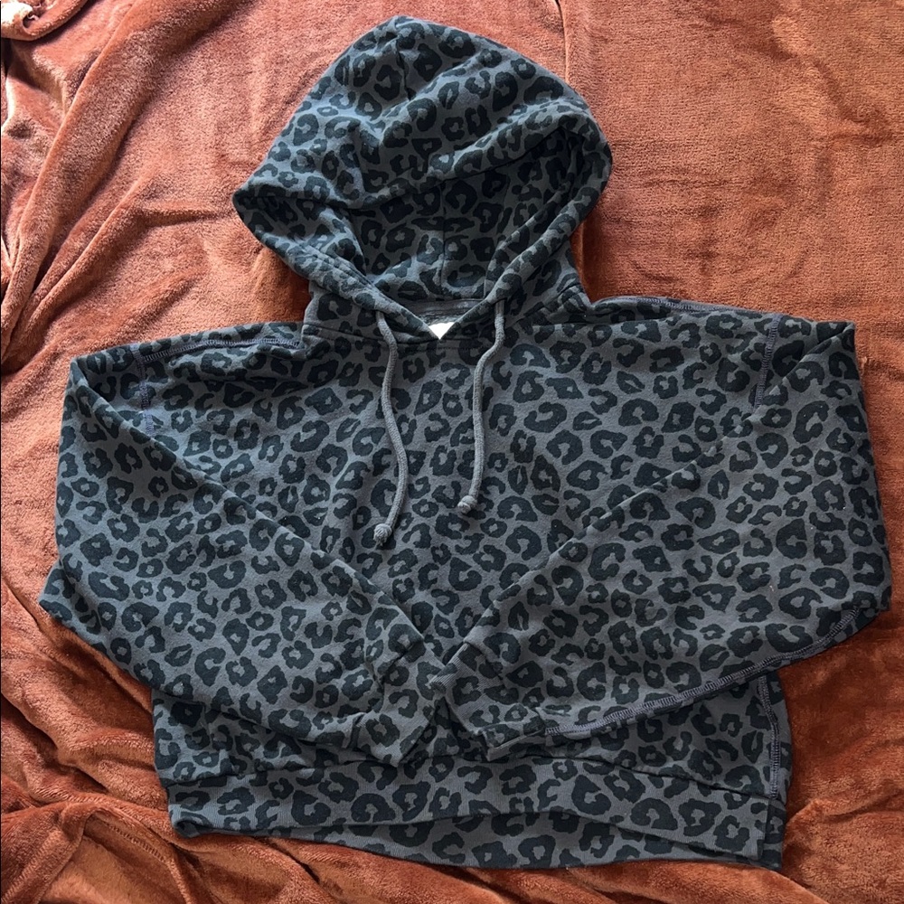 Abercrombie & Fitch Black and Gray Leopard Print Hoodie